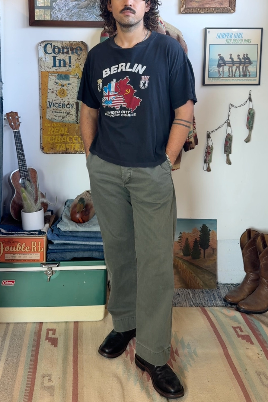 Vintage 1980's Cropped & Oversized Fit Berlin Single Stitch Tee